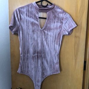 Pink velvet one piece top